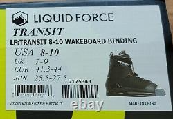 Liquid Force Wakeboard Boot Transit Bindings USA size 8-10